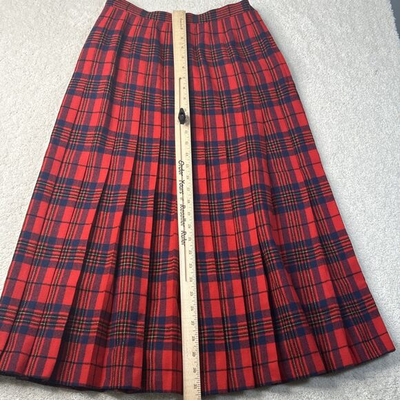 VTG Pendleton Skirt Women's 8 Red Leslie Tartan 100% Virgin Wool Pleated - Picture 9 of 12